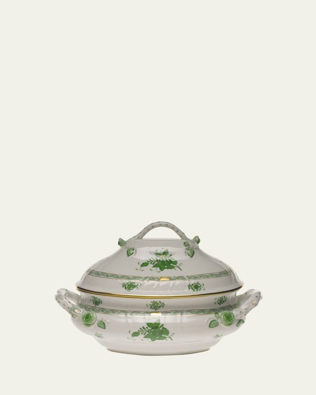Chinese Bouquet Green Tureen with Branch Handle